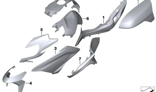 Protección de rodilla derecha color Mineral Grey OEM 46639444046 para motos BMW R 1250 RT, R 1200 RT. Original BMW Motorrad.