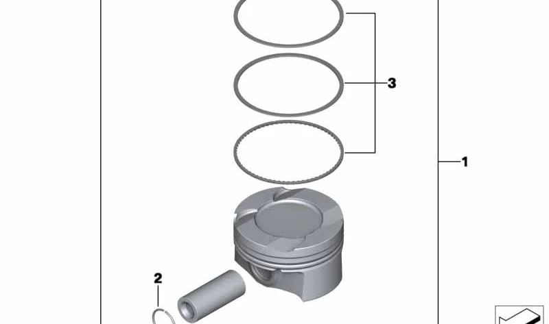 Juego de aros de pistón OEM 11257594453 para BMW F20, F21, F22, F23, F30, F31, F34, F32, F33, F36, F07N, F10, F11, F18, E84, F25, F26, F15, F16, E89. Original BMW.