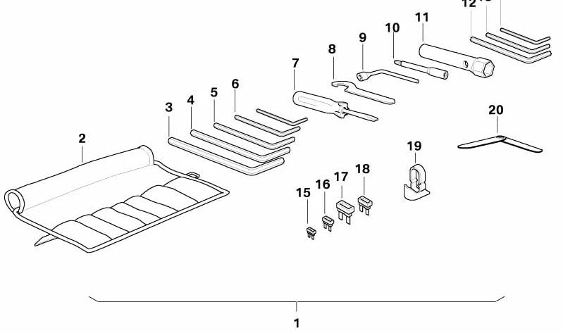 Llave de gancho OEM 51162313975 para BMW Motorrad R1200GS, R1150GS Adventure. Original BMW Motorrad.
