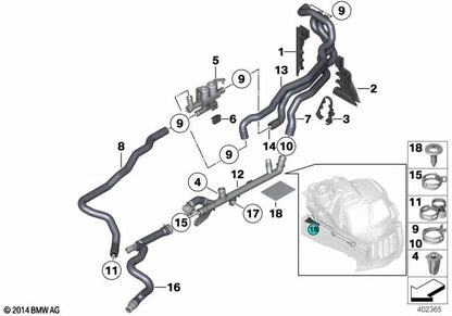 Return Refrigerant Tube pour BMW 5 F07 Series, F10, F11, F18, série 6 F06, F12, F13, série 7 F01, F02 (OEM 64509170342). BMW d'origine