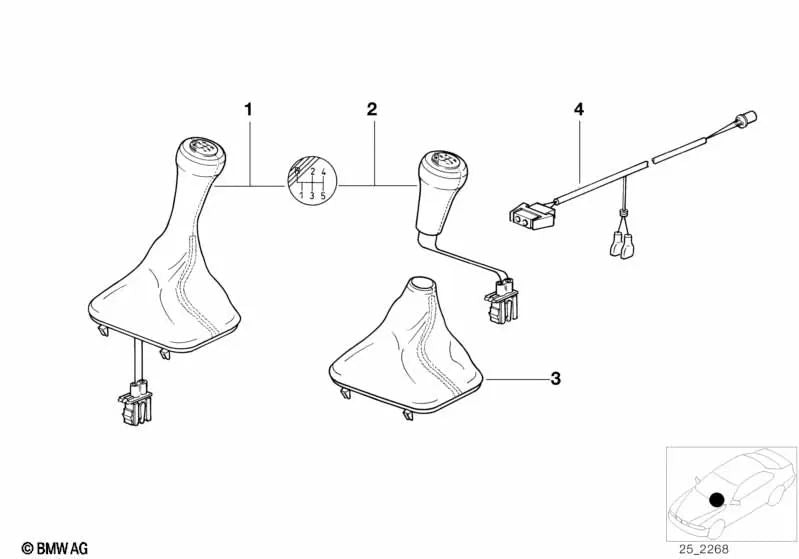 Beleuchteter Lederwechselhebel für die BMW 3 E30 -Serie (OEM 25112233140). Original BMW