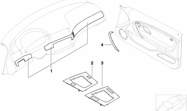 Compartimento Inferior de Almacenamiento de Madera para BMW Serie 3 E46 (OEM 51168200822). Original BMW.