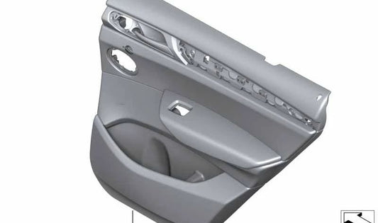 Panel puerta trasera izquierda en cuero OEM 51427394441 para BMW F26. Acabado oyster. Original BMW.