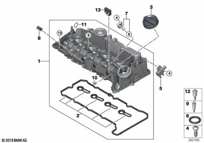 Cubierta de culata OEM 11128579961 para BMW F40, F44, F45, X1, X2 y MINI F56, F55, F54, F60... y más. Original BMW y MINI.