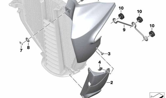 Radador esquerdo inferior OEM 46637687421 Para BMW Motorrad K1200 R, K1200 R Sport, K1300 R. Original BMW Motorrad.