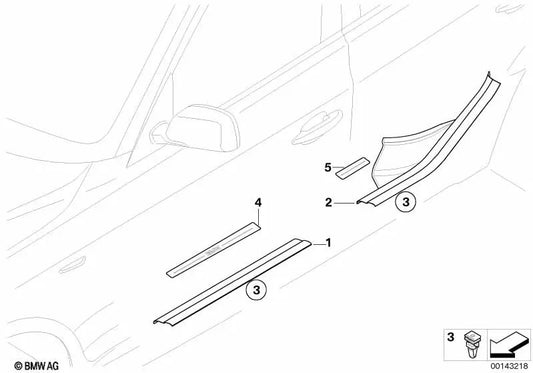 Links hintere Eingangsabdeckung für BMW X3 E83, E83N (OEM 51773412347). Original BMW.