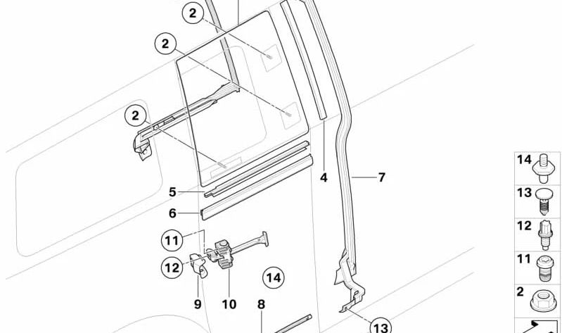 Junta de la juntura de puerta Clubdoor OEM 51717167234 para MINI Clubman R55, R55 LCI. Original MINI.
