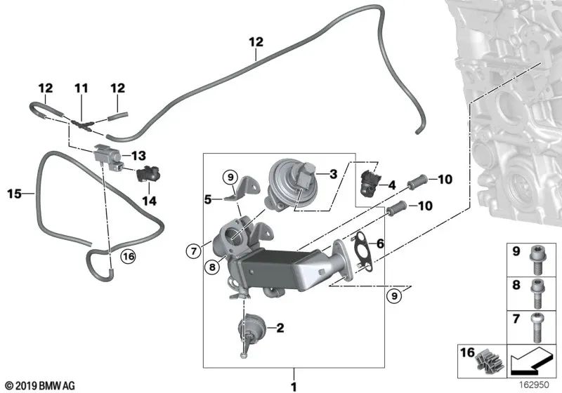 Refrigeratore di gas di scarico per BMW E81, E82, E87N, E88 (OEM 11717806051). BMW originale