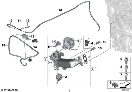 Refrigeratore di gas di scarico per BMW E81, E82, E87N, E88 (OEM 11717806051). BMW originale