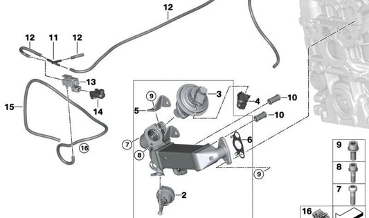 EGR valve for BMW 1 Series E81, E82, E87N, E88, 3 Series E90, E90N, E91, E91N, E92, E93, 5 Series E60N, E61N, X3 E83N (OEM 11717801942). Genuine BMW