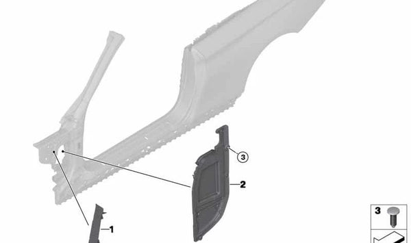 Cubierta exterior pilar A derecho OEM 41007293820 para BMW F33, F33N, F83, F83N. Repuesto original BMW.
