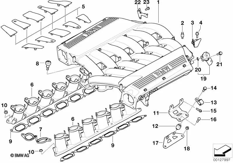 Juego de cubiertas para el sistema de admisión para BMW Serie 7 E65, E66 (OEM 11617519496). Original BMW.