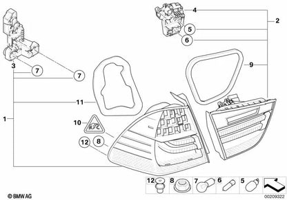 Piloto trasero portón trasero izquierdo para BMW Serie 3 E91N (OEM 63217289433). Original BMW.
