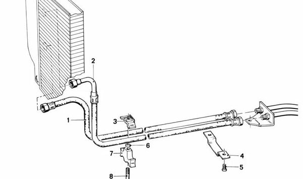 Tubo/refrigerante de aceite OEM 17221121952 para BMW E24 628CSi (modelos de 1979 a 1987). Compatible con motores M30 y caja automática. Original BMW.