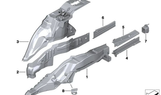 Extensión de larguero superior izquierdo OEM 41118844257 para BMW G70. Original BMW.