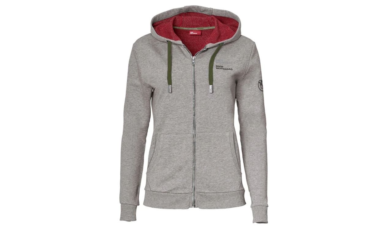 Sudadera con capucha y cremallera gris talla XL OEM 76618542396 para mujer, colección Make Life a Ride. Válido para BMW. Original BMW Motorrad.