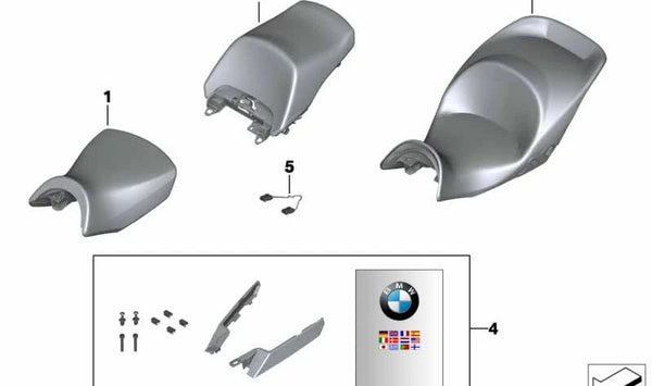 Kit montaje asientos individuales OEM 77348520028 para motos BMW K1600 GT, K1600 GTL (K48). Original BMW Motorrad.
