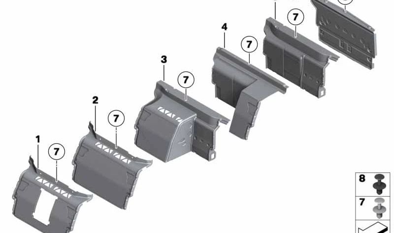 Panel separador maletero OEM 51477903904 para BMW Serie 7 F01 y F02 (modelos 730d, 730i, 740d, 730d xDrive). Pieza original BMW. Ideal para sustituir el revestimiento interior del maletero.