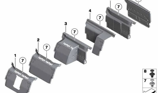 Panel separador maletero OEM 51477903904 para BMW Serie 7 F01 y F02 (modelos 730d, 730i, 740d, 730d xDrive). Pieza original BMW. Ideal para sustituir el revestimiento interior del maletero.