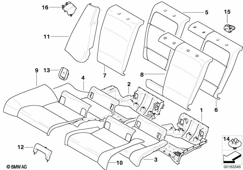 Backrest Cover Fabric/Leather Left for BMW 3 Series E92, E92N (OEM 52208039787). Original BMW