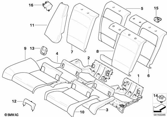 Right Leather Seat Cover for BMW 3 Series E92, E92N (OEM 52207266132). Original BMW