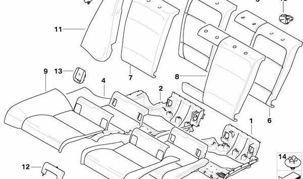 Funda de asiento derecha en tela/piel antracita OEM 52208039784 para BMW E92 y E92N. Original BMW.