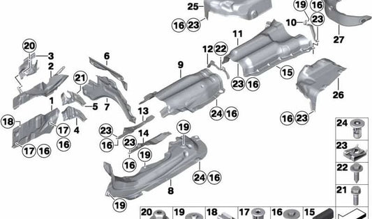 Isolatore termico posteriore destro OEM 51487226942 per BMW F06 640D, F06 640i, F06 640D XDRive (tutti i modelli compatibili). BMW originale.