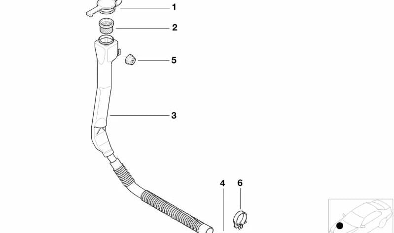 Boquilla de recipiente OEM 61668364114 para BMW Serie 5 E39 y BMW C1. Original BMW.