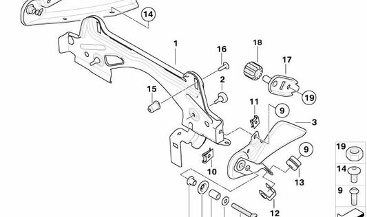 Soporte del depósito delantero izquierdo OEM 16117691029 para BMW Motorrad K1200 GT, K1300 GT. Original BMW Motorrad.