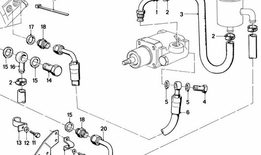 Abrazadera OEM 07119977248 para BMW E21, E12, E24. Pieza original BMW, utilizada en sistemas de dirección asistida y líneas de aceite. Ideal para mantenimiento o sustitución exacta en modelos clásicos BMW.