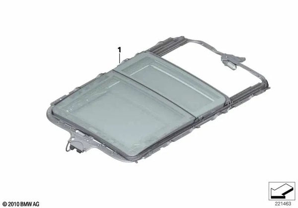 Techo panorámico completo de vidrio eléctrico para BMW X5 E70, E70N (OEM 54107198756). Original BMW