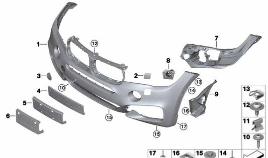 Coading do pára -choque dianteiro para BMW F16 (OEM 5111806587). BMW original.