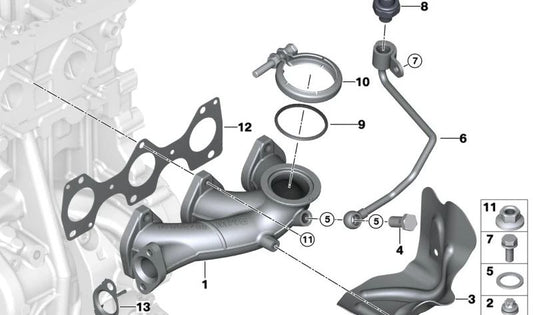 Colector de escape OEM 11628519887 para BMW {F45, F46, F48} y MINI {F54, F55, F56, F57, F60}. Original BMW y MINI.