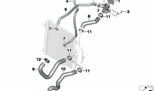 Tubo refrigerante OEM 17127725179 para BMW Motorrad C 600 Sport, C 650 Sport. Original BMW Motorrad.