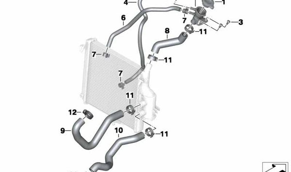 Tubo refrigerante OEM 17127725179 para BMW Motorrad C 600 Sport, C 650 Sport. Original BMW Motorrad.
