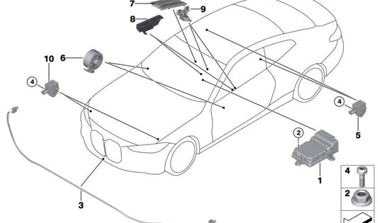 Tapete de sensor para BMW Série 2 G42, G87, Série 3 G20, G21, G28, G80, G81, Série 4 G22, G23, G26, G82, G83, Série 8 F91, F92, F93, G14, G15, G16, X3 F97, G01, G08, X4 F98, G02 (OEM 65776977932) BMW original