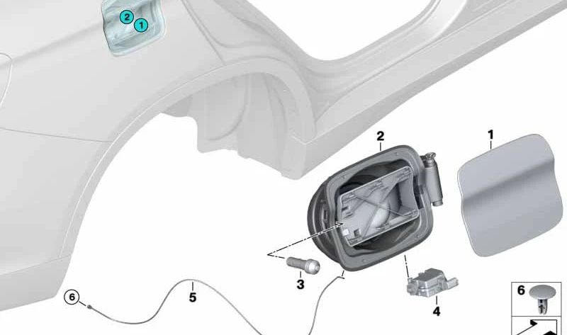 Tapa de compartimento OEM 51177345311 para BMW X5 F15. Recambio original BMW. Ideal para modelos híbridos PHEV. Pieza de carrocería exterior.