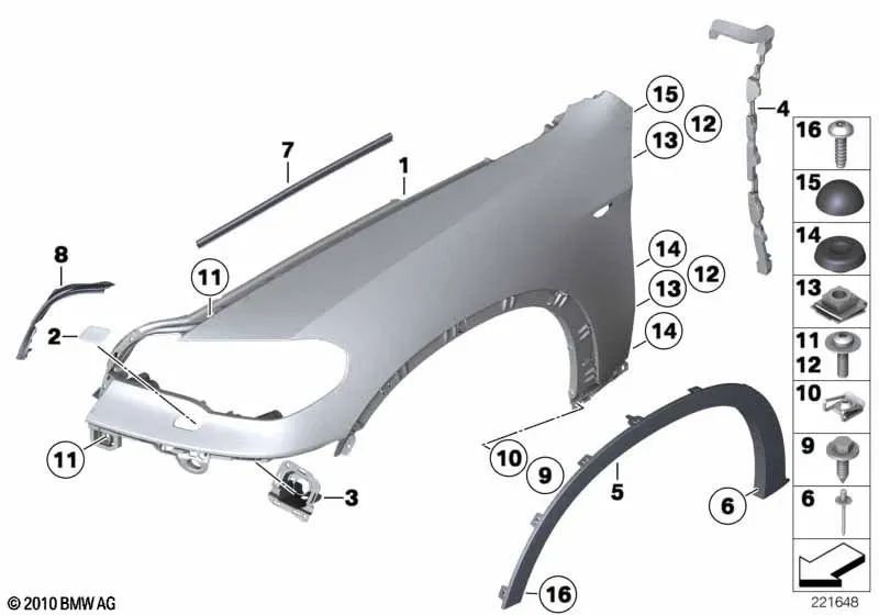 Right gasket for BMW X5 E70, E70N, X6 E71, E72 (OEM 51767185552). Original BMW