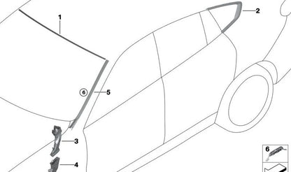 Listón cristal lateral trasero izquierdo OEM 51377446221 para BMW X6 G06, X6 G06 LCI, X6 M F96. Original BMW.