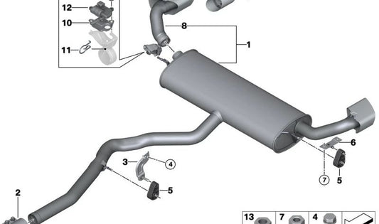 Silencioso trasero con válvula de escape OEM 18308648381 para BMW X5 F15 y X6 F16. Original BMW.
