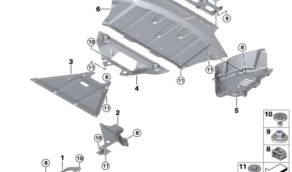 Cubierta inferior trasera izquierda OEM 51758738061 para BMW G26. Original BMW.