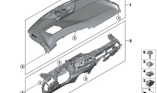 Salpicadero negro OEM 51459632591 para BMW Serie 2 U06. Pieza original BMW.