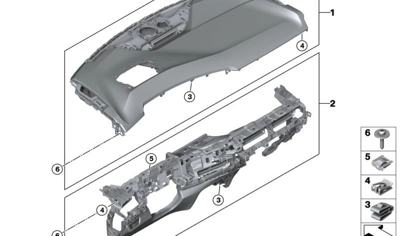 Salpicadero de cuero sintético OEM 51459632595 color gris para BMW Serie 2 Active Tourer U06 (216i, 218d, 218i, 220d, 220i, 223d xDrive, 223i, 223i xDrive). Original BMW.