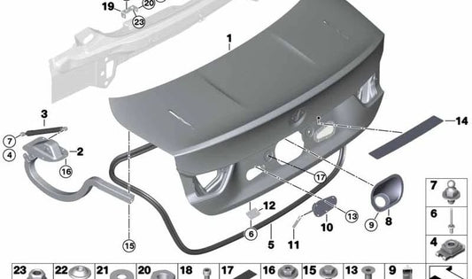 Joint de couverture arrière pour BMW F32, F82 (OEM 51767374113). BMW d'origine