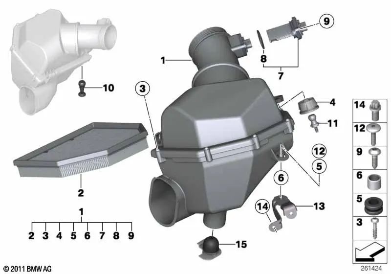 Suporte de amortecedor de ruído de admissão para BMW Série 5 F10, Série 6 F06, F12, F13 (OEM 51718048828) BMW original