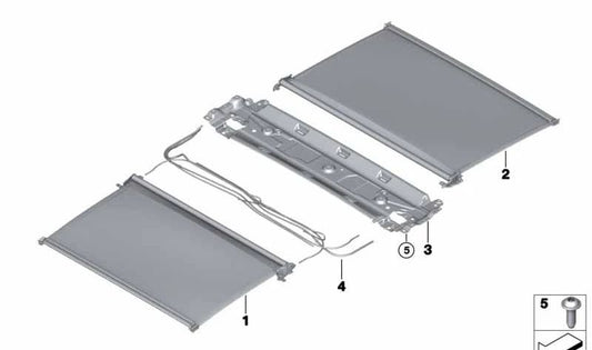 Estor trasero de Alcantara OEM 54107409199 color beige para BMW Serie 7 G12 (modelos: 725Ld, 730Ld, 730Ld xDrive) de 2015 a 2022. Original BMW.