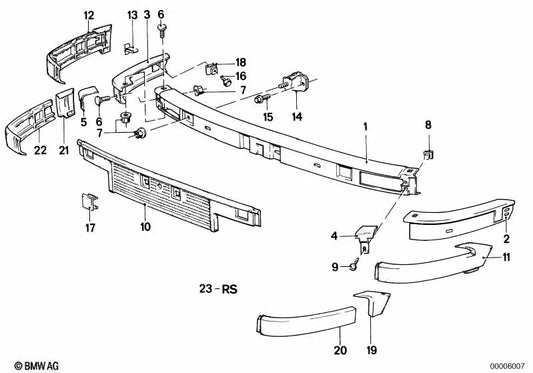 Zentralvordere Stoßstange für die BMW 3 E30 -Serie (OEM 51111888265). Original BMW