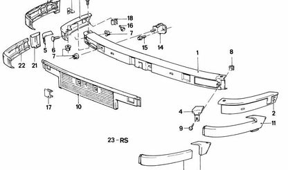 Moldura paragolpes delantera derecha OEM 51111888266 para BMW Serie 3 E30. Recambio original BMW.