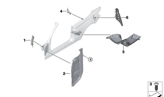 Pannello lato destro OEM 41007289028 per BMW F23, F23N. BMW originale BMW.