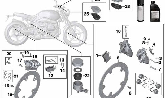 Muelle silla de freno OEM 34117696596 para motos BMW R nineT Pure, R nineT Scrambler, F 800 S, F 800 ST, F 800 R... y más. Original BMW Motorrad.
